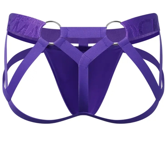Jockmail Purple Medium Jock Thong Metal Rings - Picture 2 of 8